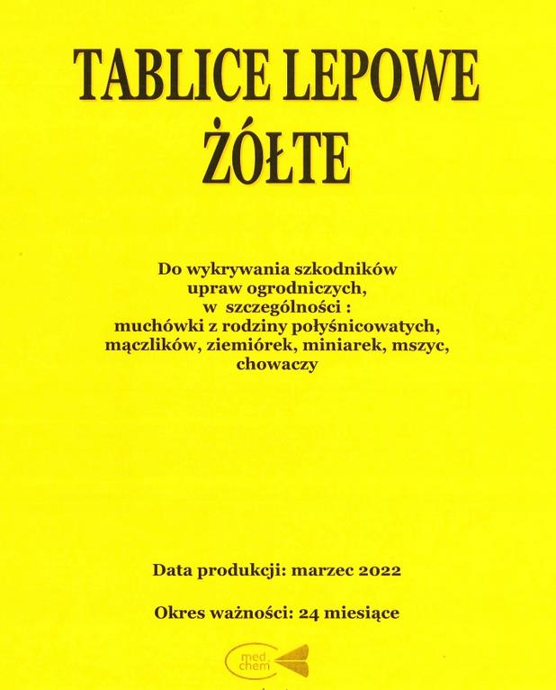 TABLICA LEPOWA  ŻÓŁTA ,2szt NASIONNICA,  TRZEŚNIÓWKA, MIODÓWKA GRUSZOWA